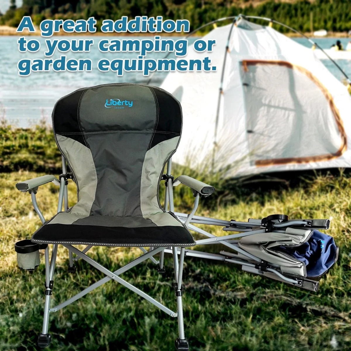 Liberty Grey Folding Camping Chair MDS1203 - Image 4