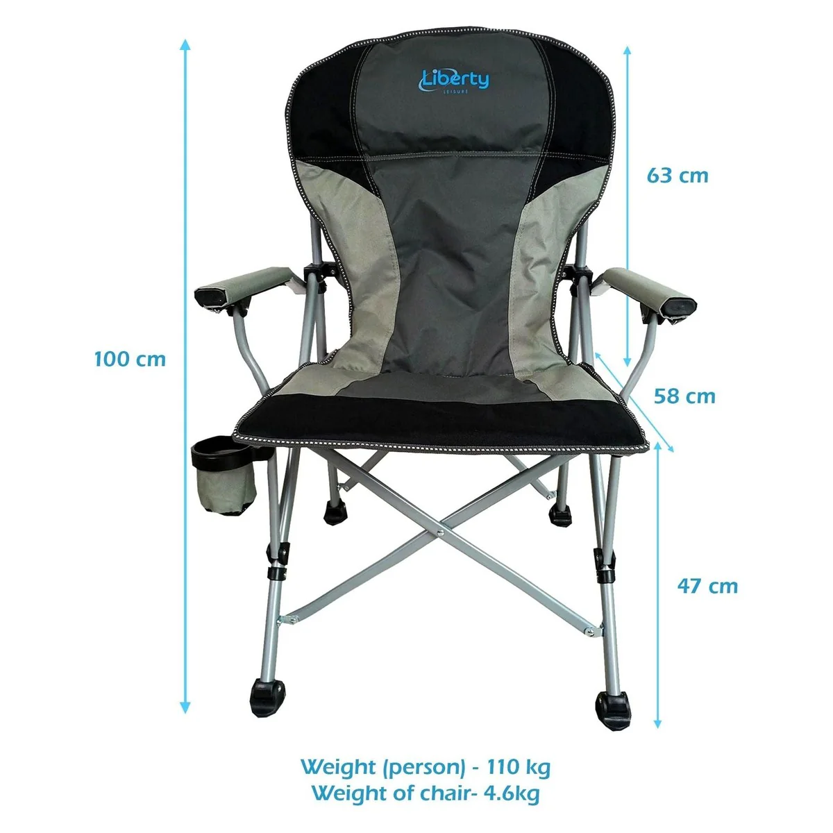 Liberty Grey Folding Camping Chair MDS1203 - Image 5