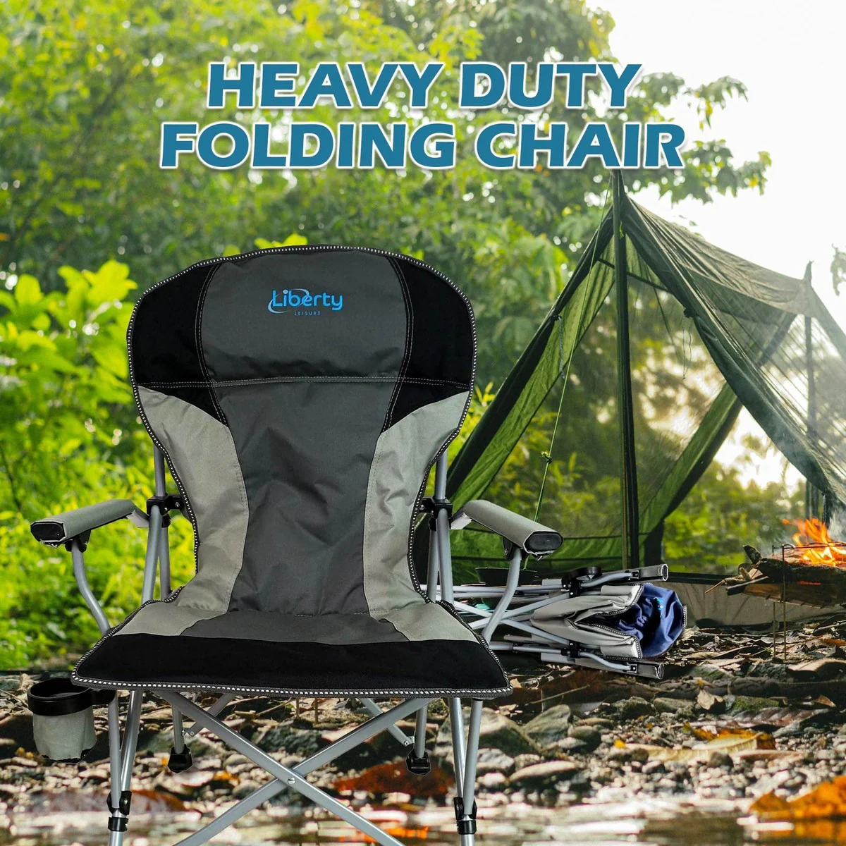 Liberty Grey Folding Camping Chair MDS1203 - Image 7