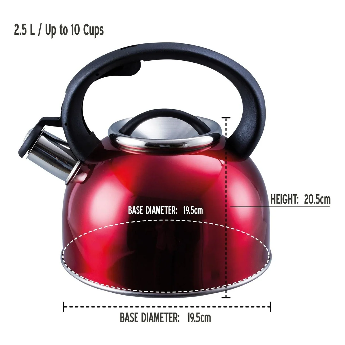 MDS1203 Liberty Red 2.5 Litre Whistling Kettle CW-T056-B1R - Image 3