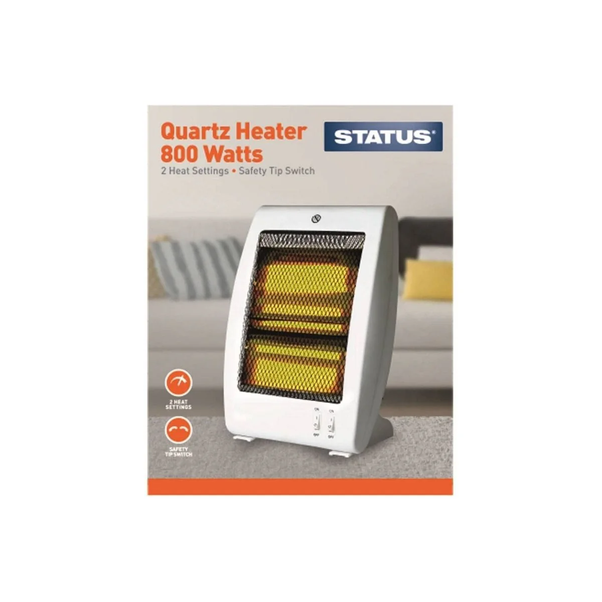 MDS1203 Status 800w Quartz Heater White QHS-800W1PKB