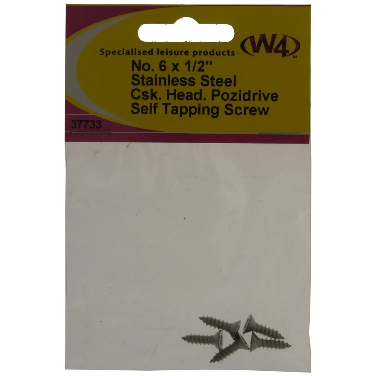 MDS1203 W4 No 6 1/2 Stainless Steel Self Tapping Counter Sunk Screw 37733