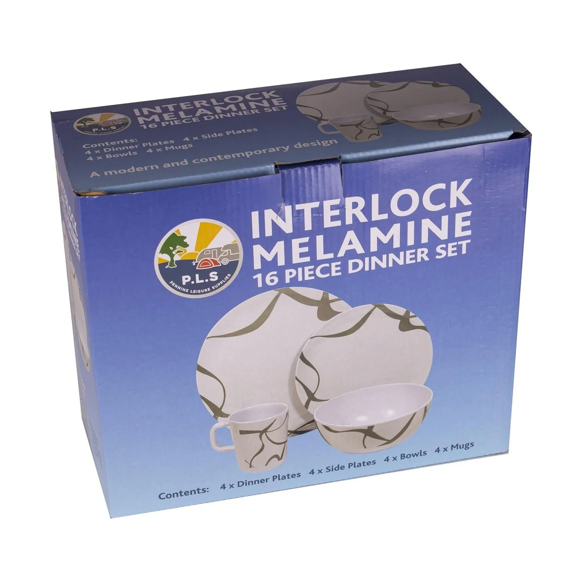 Melamine Dinner Set 16 Piece Interlock Heavy Duty - Picnic Camping Caravan Tent - Image 5