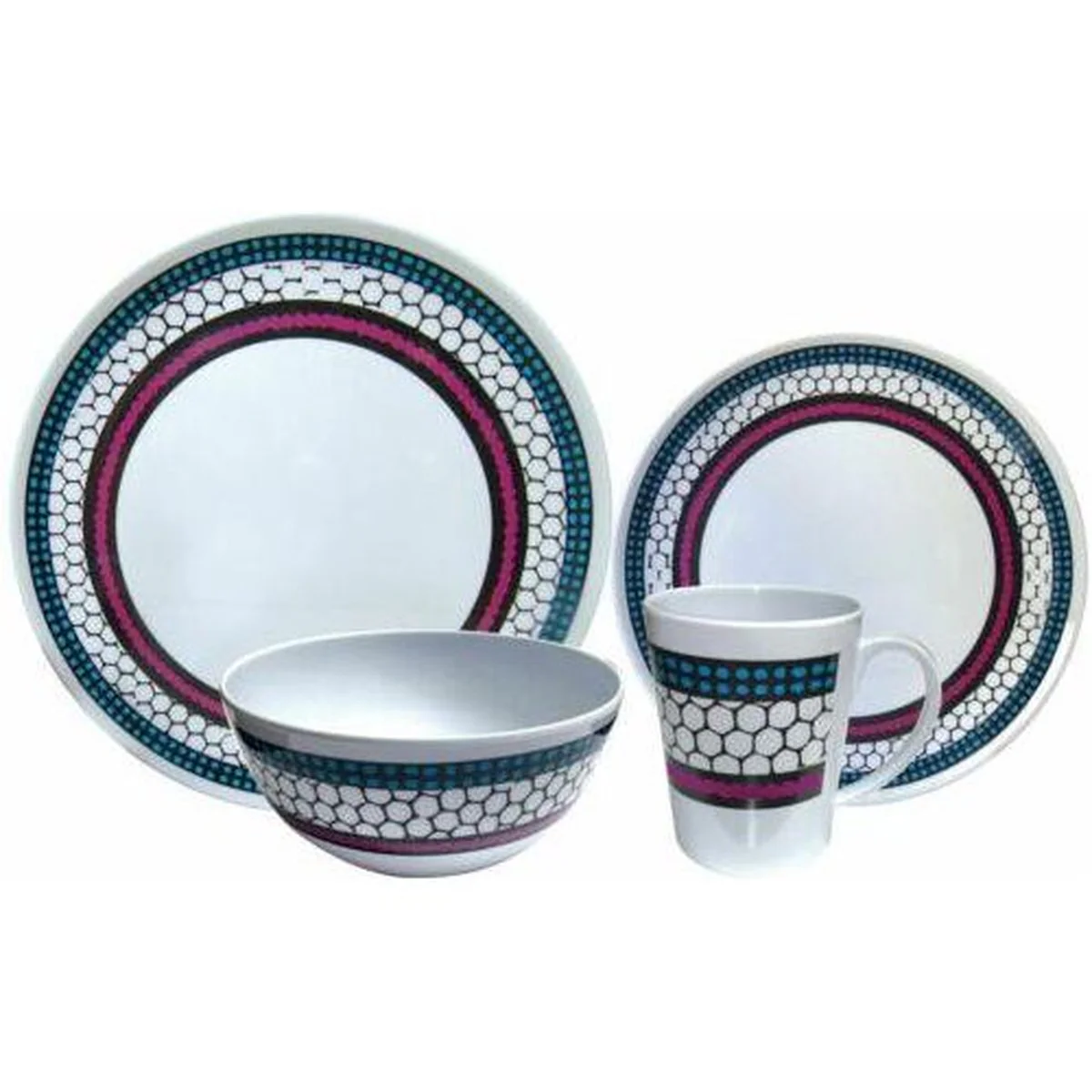 Melamine Honeycomb 16pc 100% Melamine Dinner Set For Caravan Camping