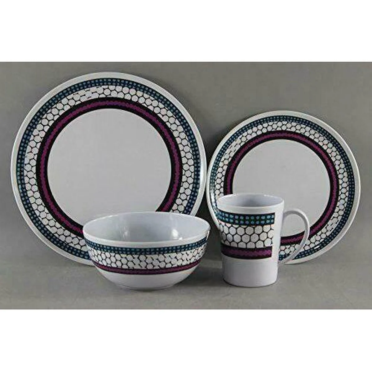 Melamine Honeycomb 16pc 100% Melamine Dinner Set For Caravan Camping - Image 6