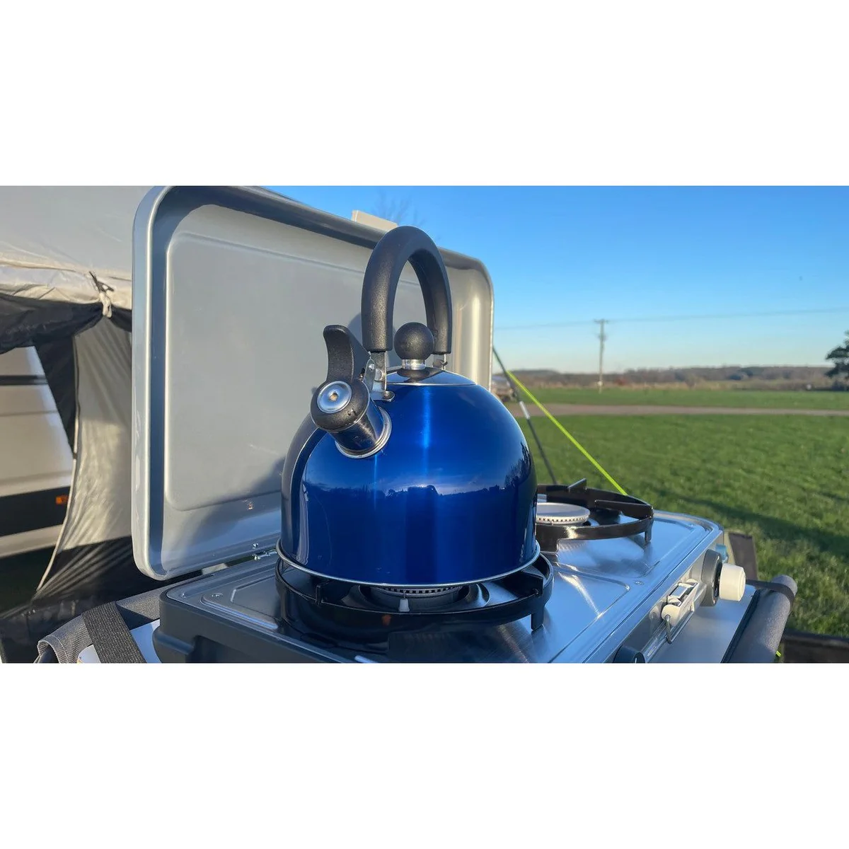 Olpro 2 Litre Stainless Steel Whistling Kettle Blue - Image 3