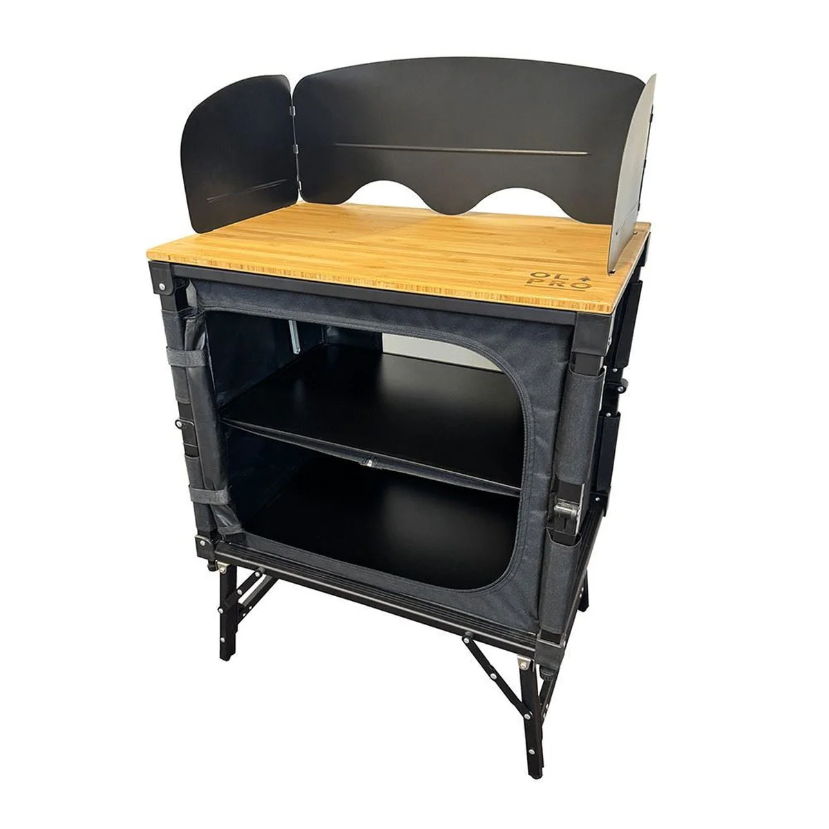 Olpro Bamboo 3 in 1 Folding Table/Storage Camping Cupboard