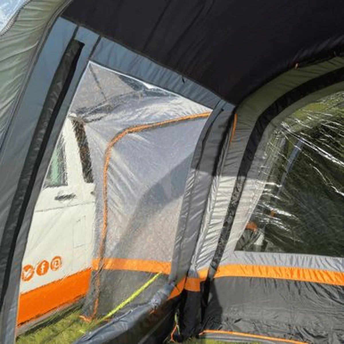 OLPRO Cocoon Breeze Campervan Awning Extension - Charcoal & Orange - Image 2