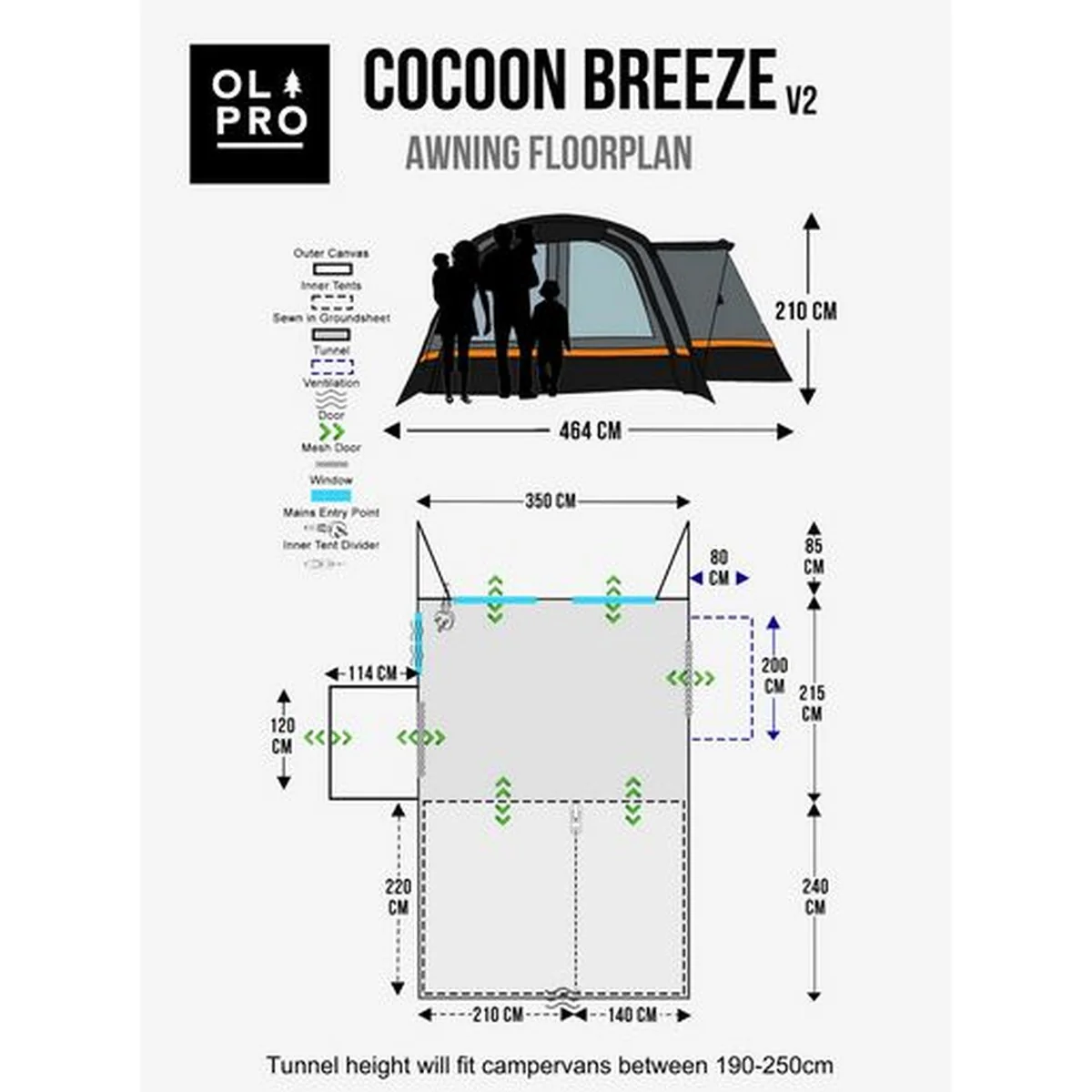 OLPRO Cocoon Breeze V2 Campervan Awning Lime - Image 7