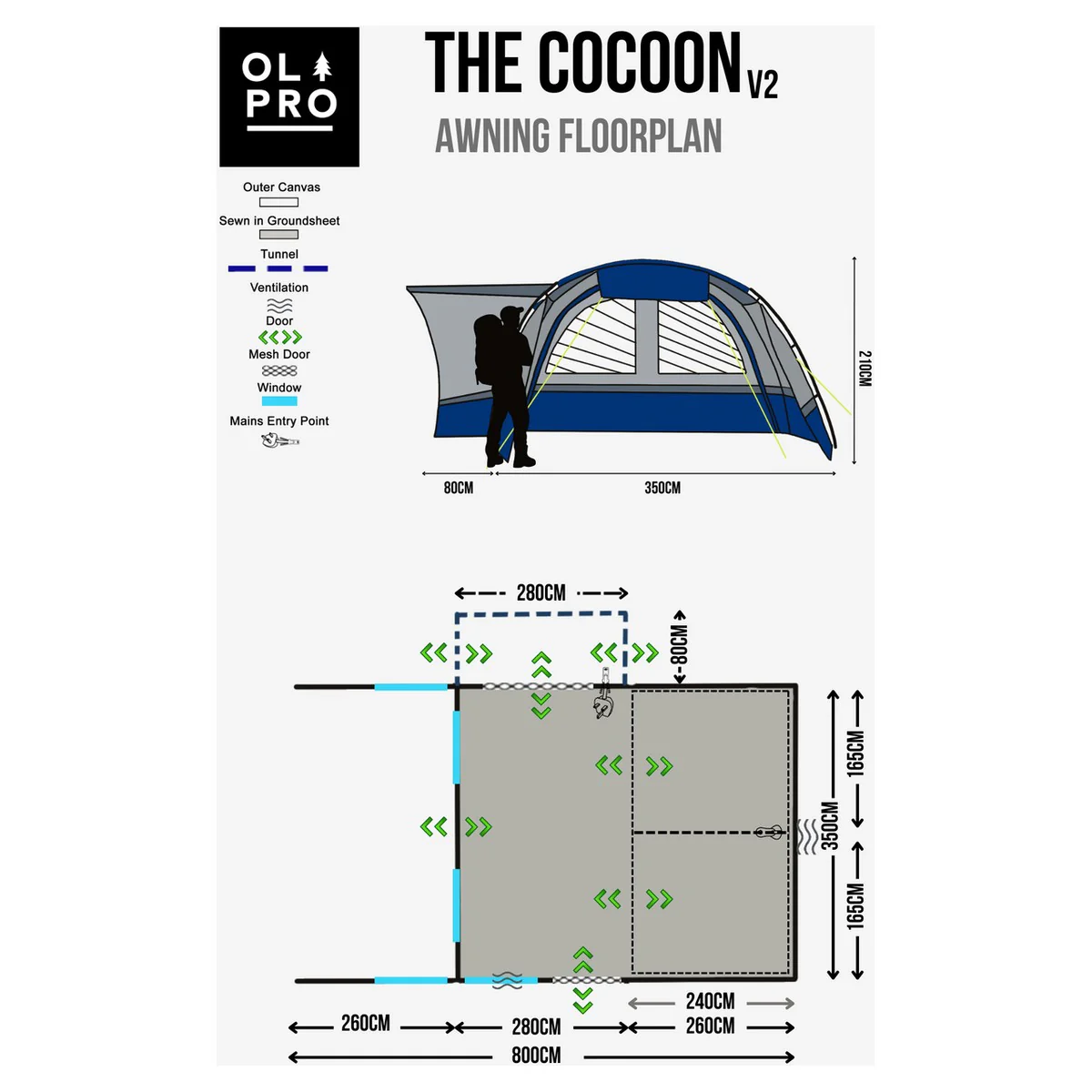 Olpro Cocoon v2 Campervan awning (Fibreglass Poles) - Image 4