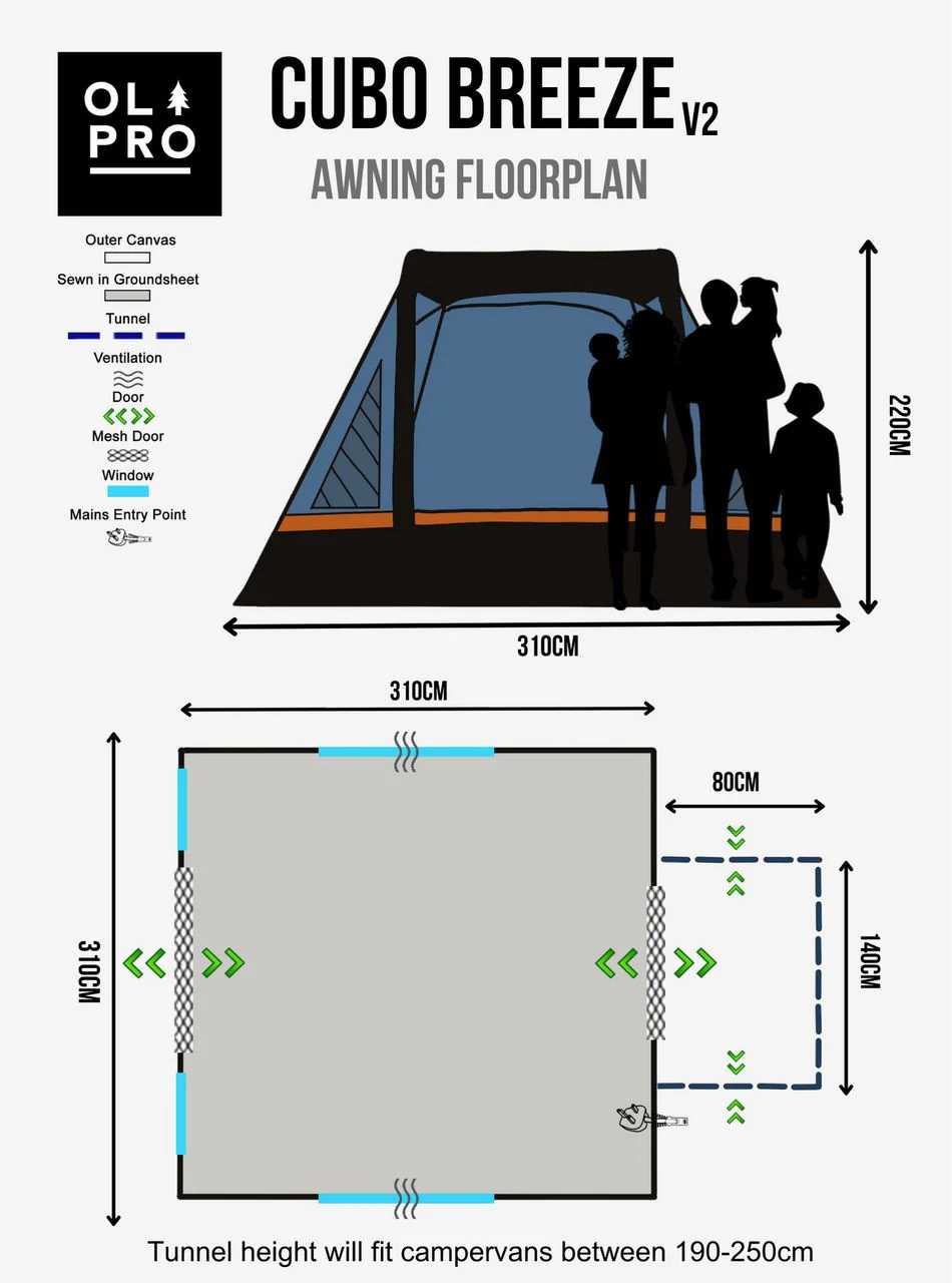 Olpro Cubo Breeze v2  Campervan Awning Orange - Image 3