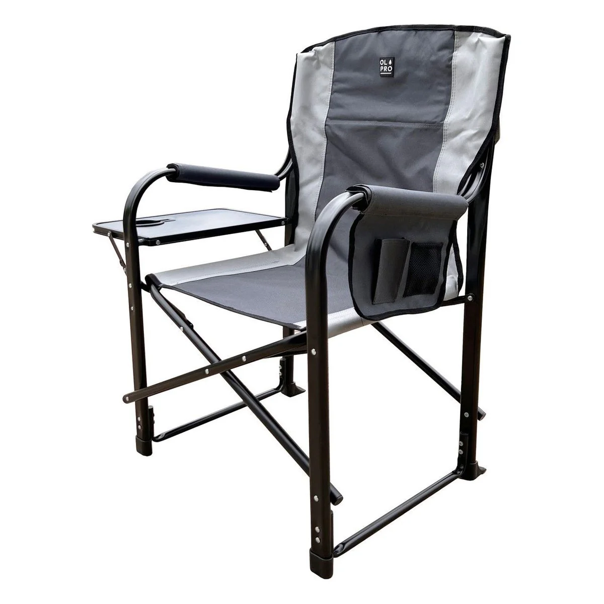 Olpro Directors Chair with side table Grey & Charcoal - Image 6