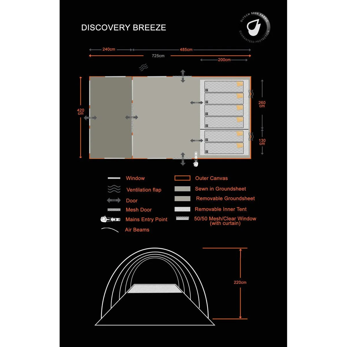 Olpro Discovery Breeze - 6 Berth Inflatable Tent - Image 3