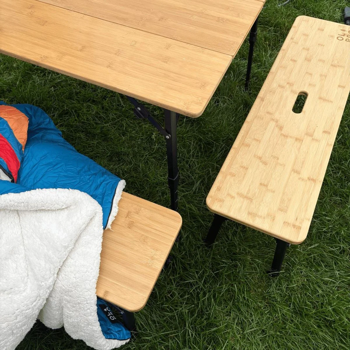 Olpro Folding Bamboo Bench Set - Image 3