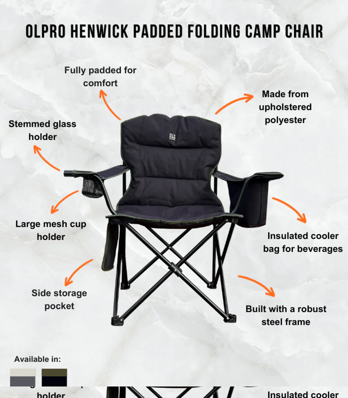 Olpro Henwick Chair Orange trim - Image 3