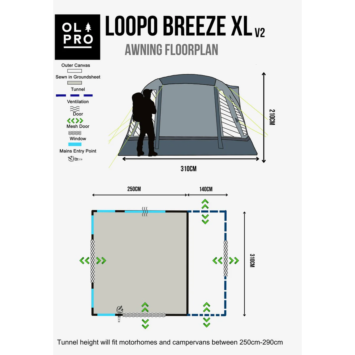 Olpro Loopo Breeze XL v2 Motorhome Awning ( Grey) - Image 4