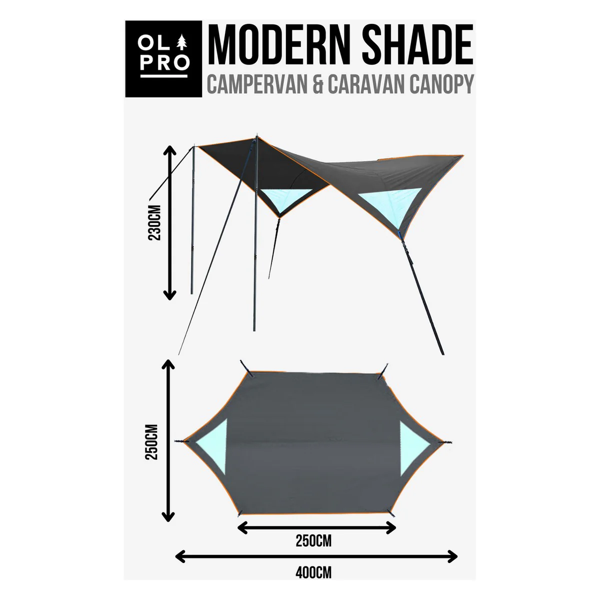 Olpro Modern Shade Canopy (Charcoal & Lime) - Image 4