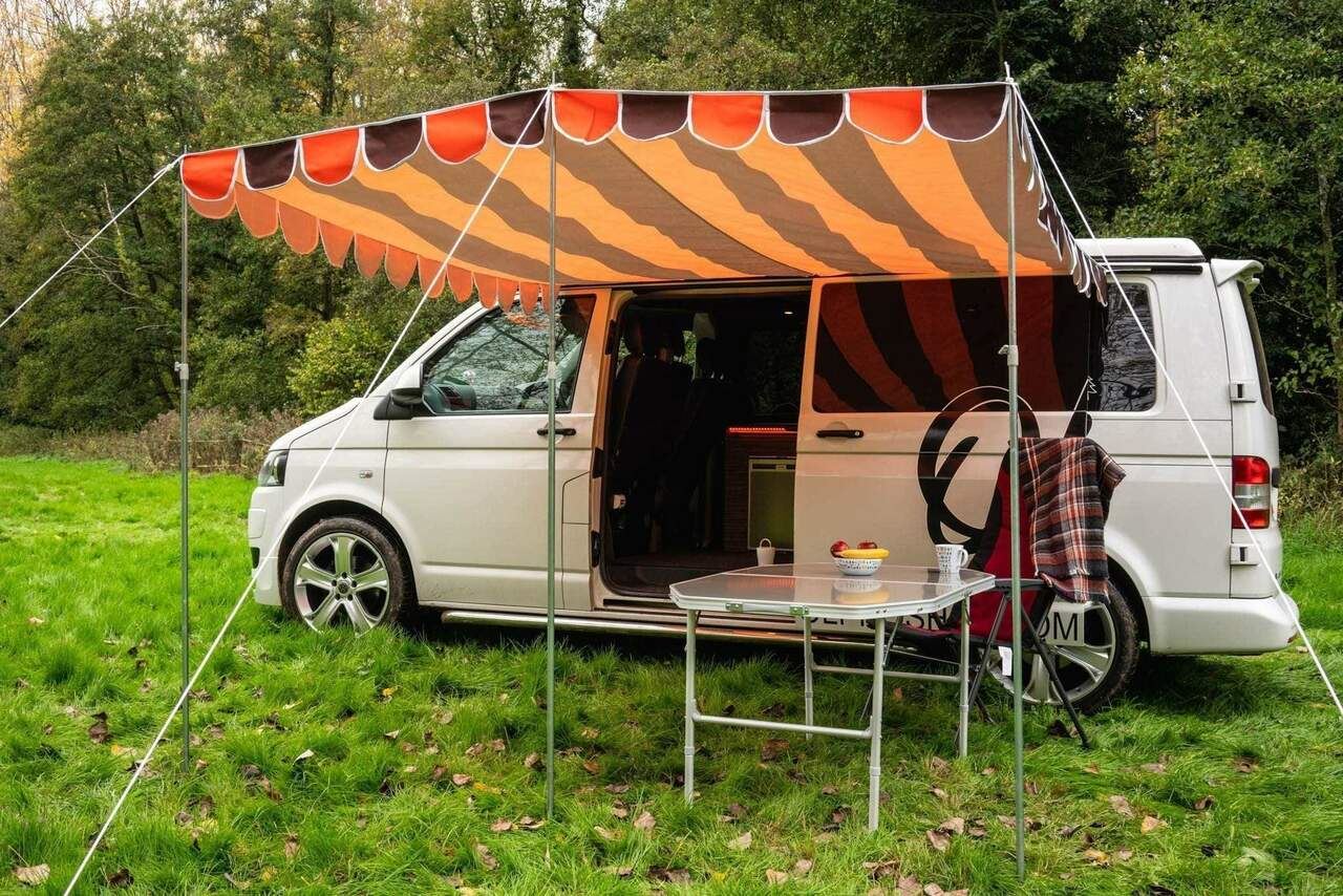 Olpro Retro Shade Campervan Canopy Orange/ Brown - Image 3