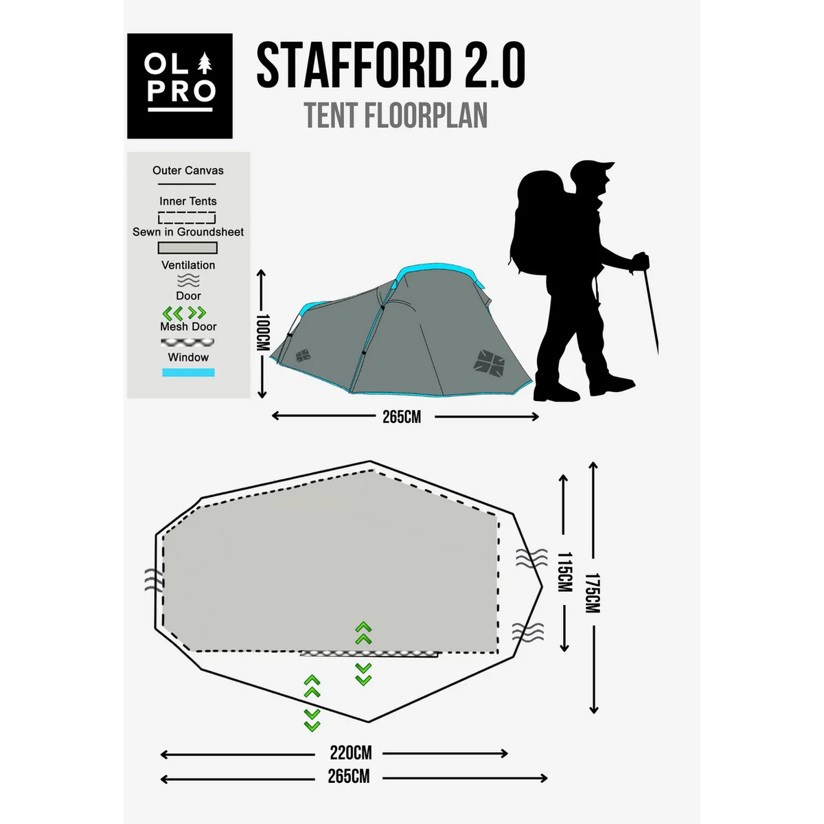 Olpro The Stafford Poled 2 Person Tent - Image 6
