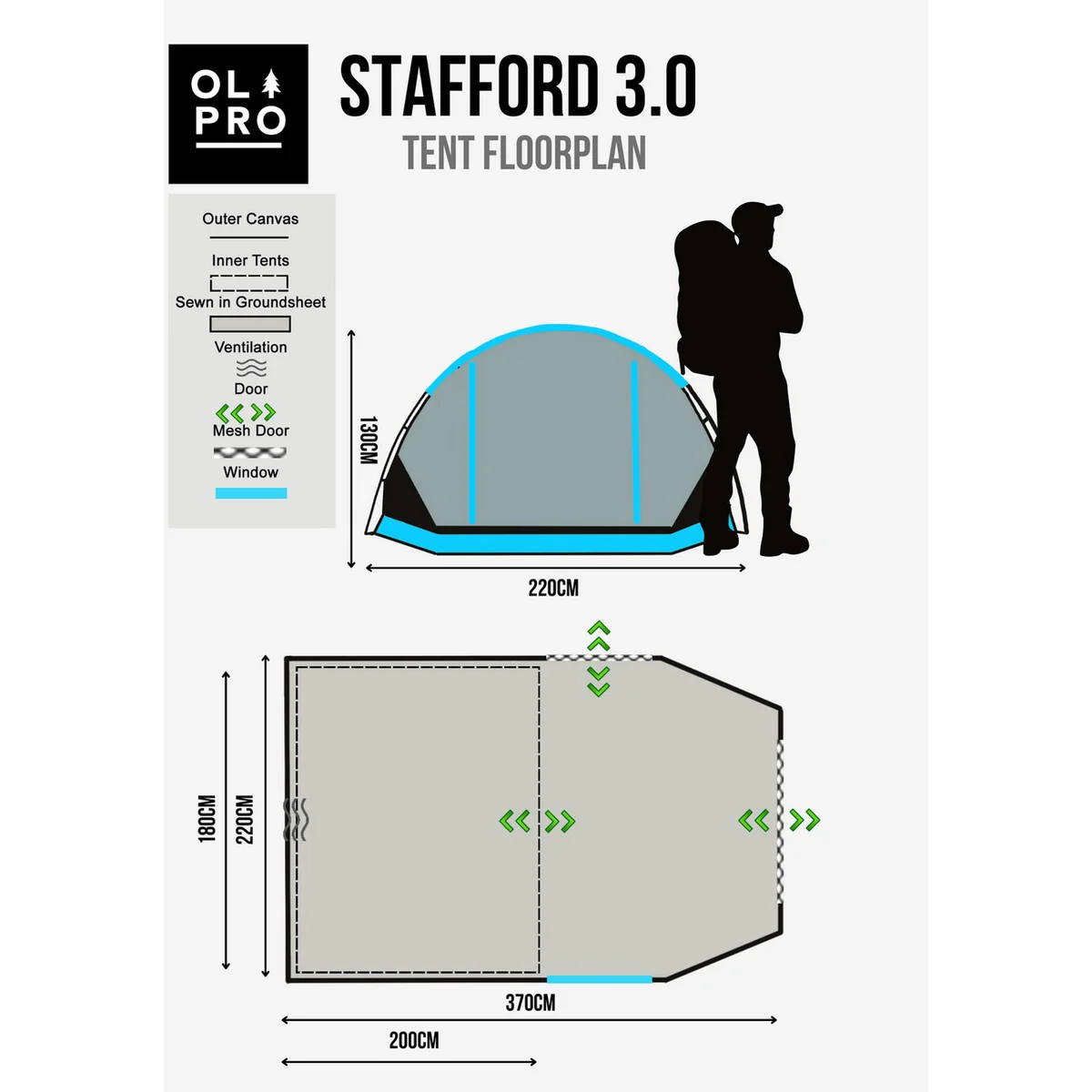 Olpro The Stafford Poled 2 Person Tent - Image 7