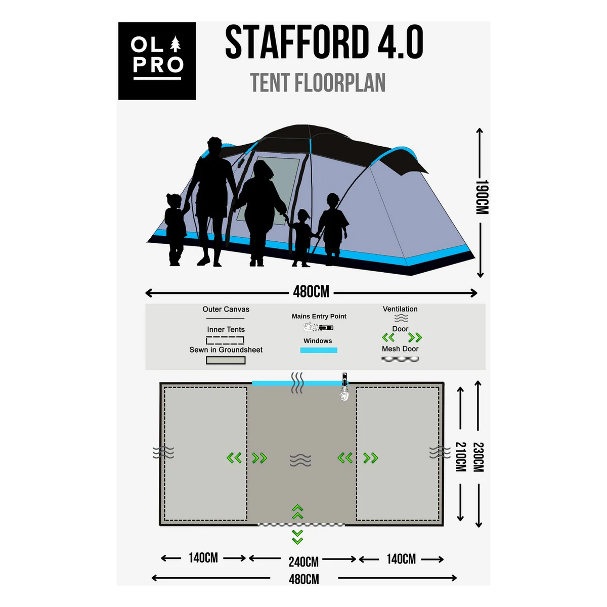 Olpro The Stafford Poled 2 Person Tent - Image 8