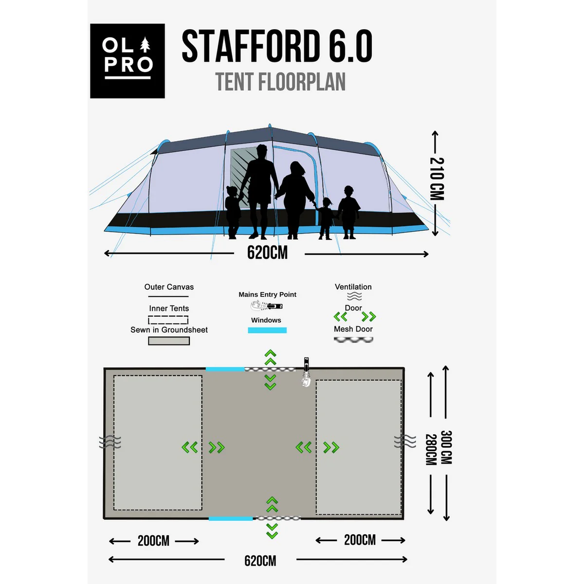 Olpro The Stafford Poled 2 Person Tent - Image 9