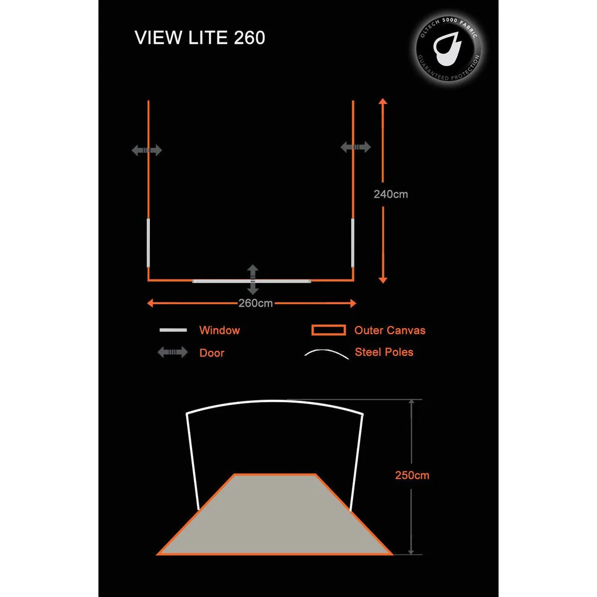 Olpro View Lite 260 - Caravan Awning ( Poled Awning ) - Image 3