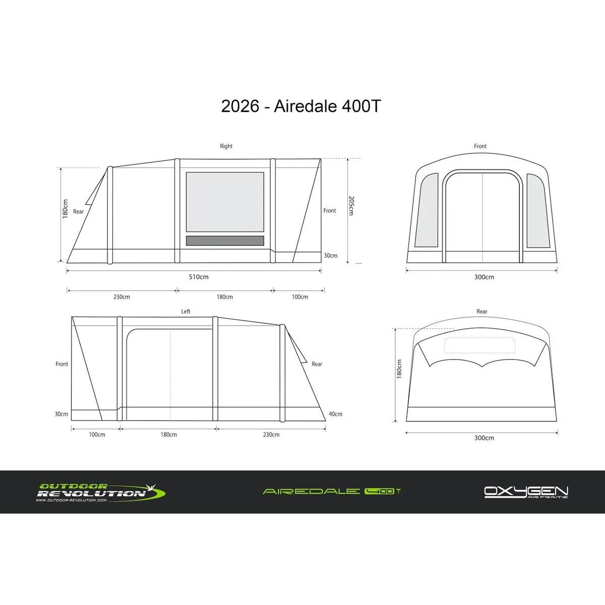 Outdoor Revolution Airedale 400T Air Tent 4 Berth Family Tent Inc Footprint - Image 12