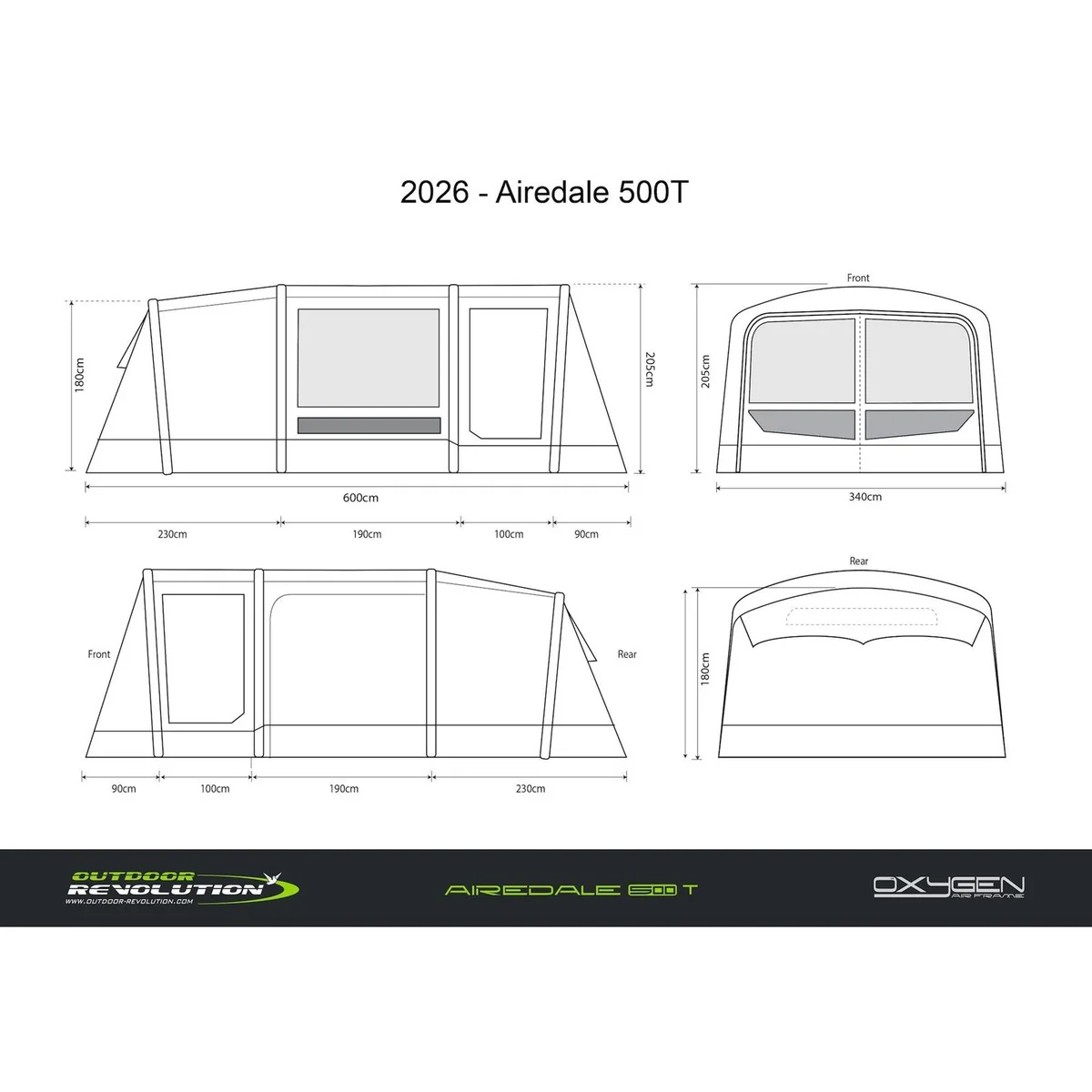 Outdoor Revolution Airedale 500T Air Tent 5 Berth Family Tent Inc Footprint - Image 17
