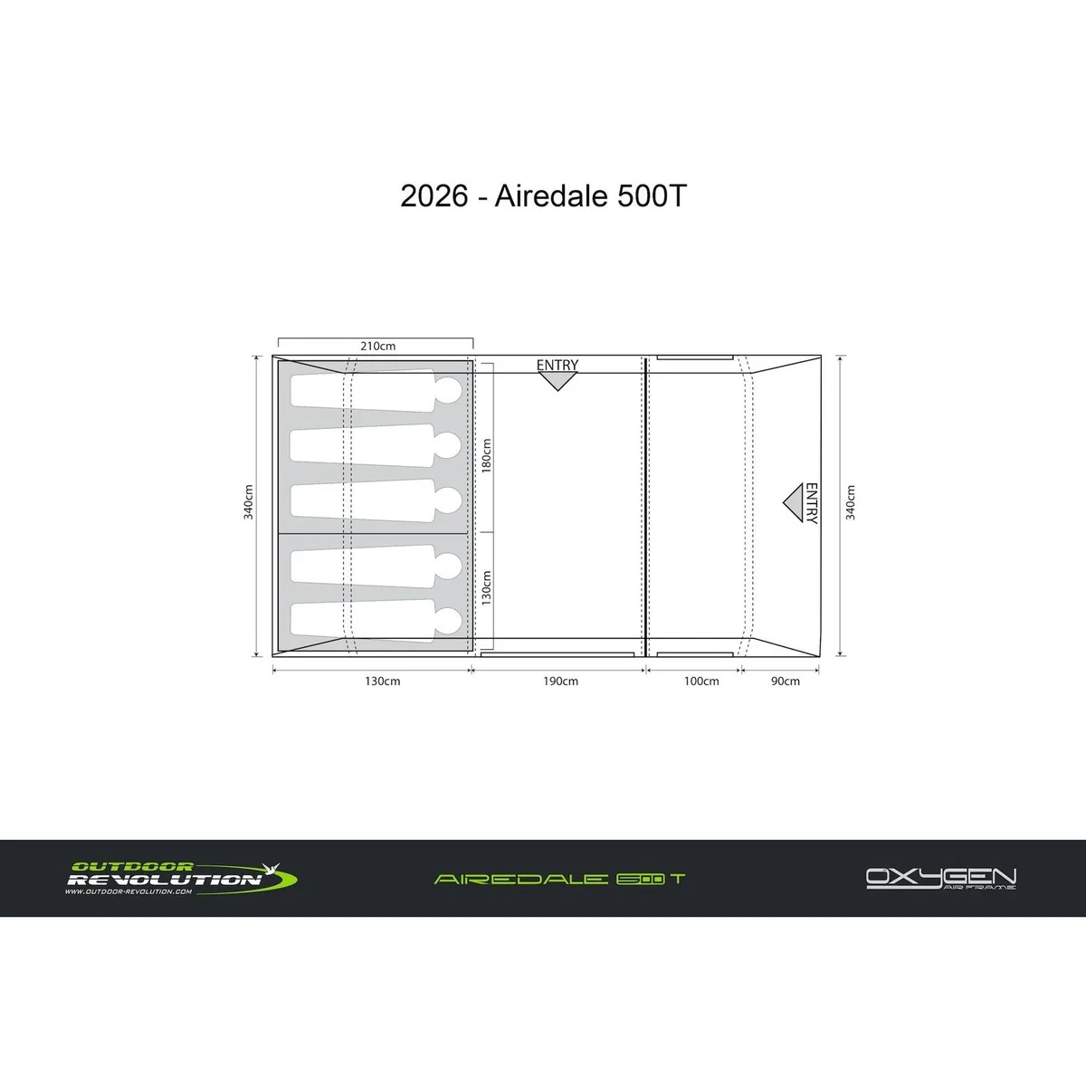 Outdoor Revolution Airedale 500T Air Tent 5 Berth Family Tent Inc Footprint - Image 18