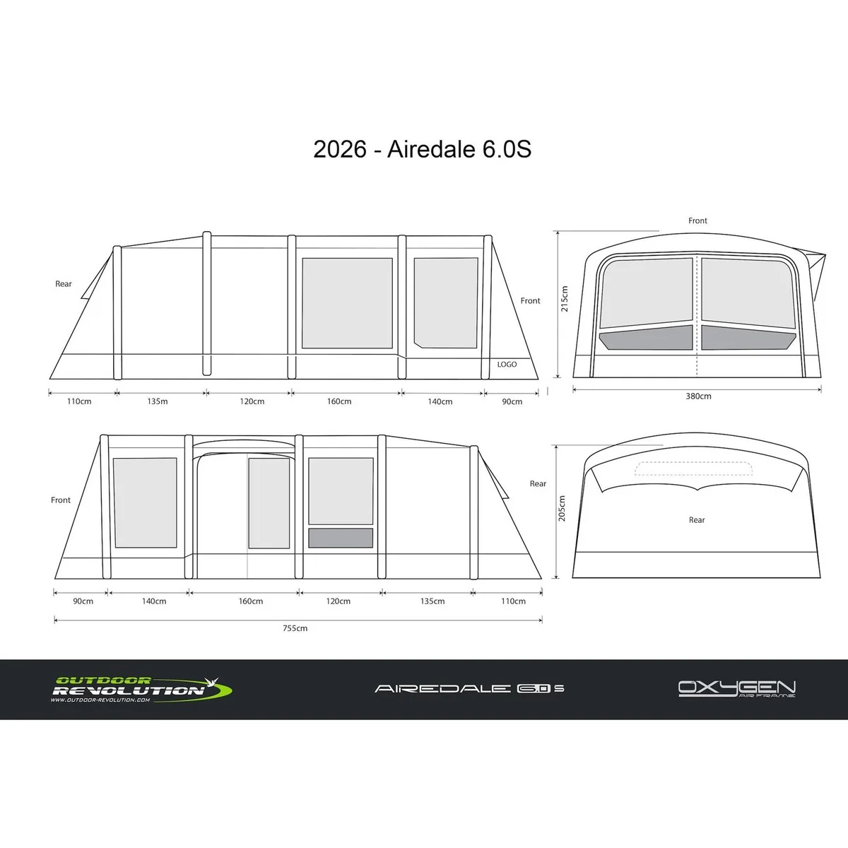 Outdoor Revolution Airedale 6.0S Air Tent 6 Berth Family Tent IncFootprint - Image 16
