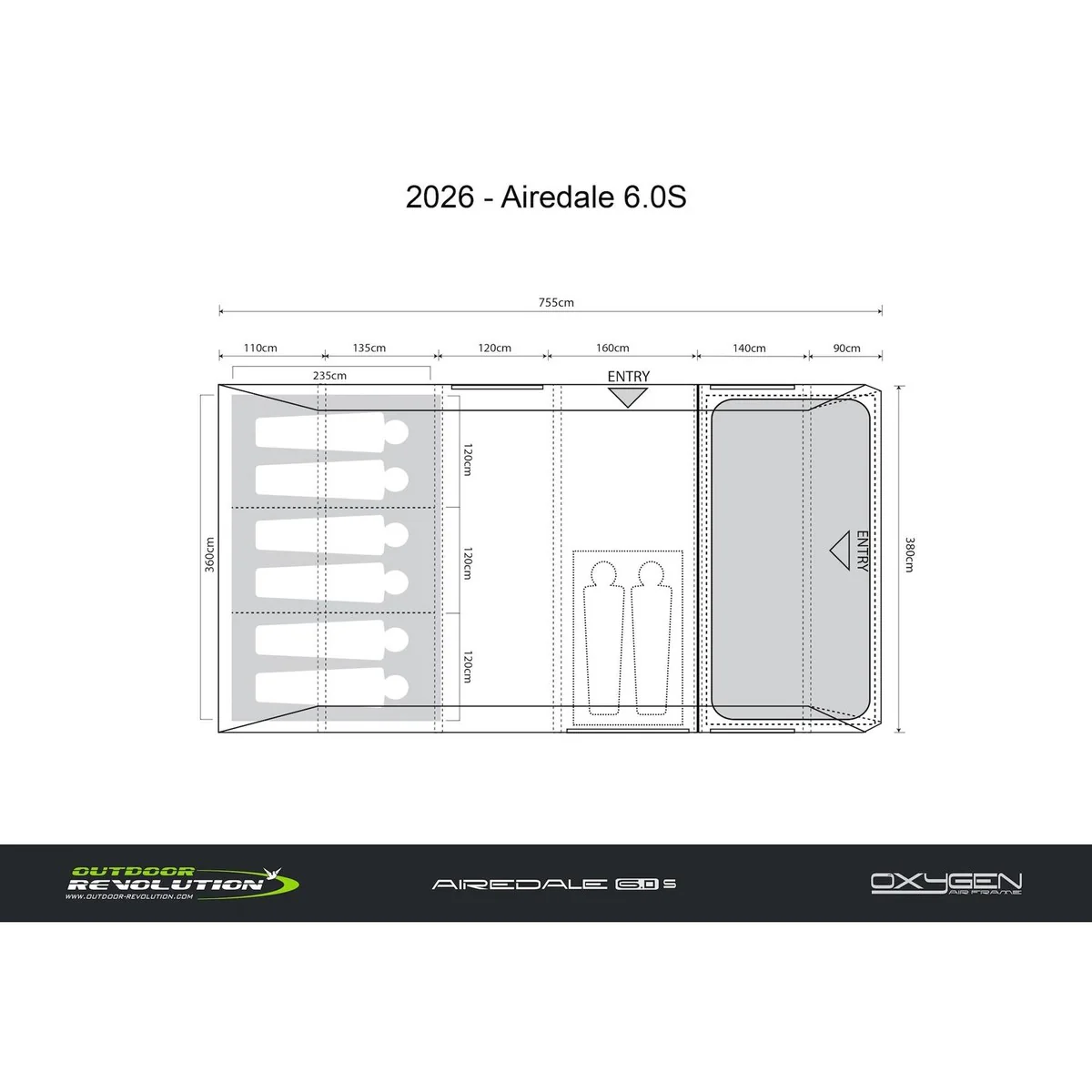 Outdoor Revolution Airedale 6.0S Air Tent 6 Berth Family Tent IncFootprint - Image 17