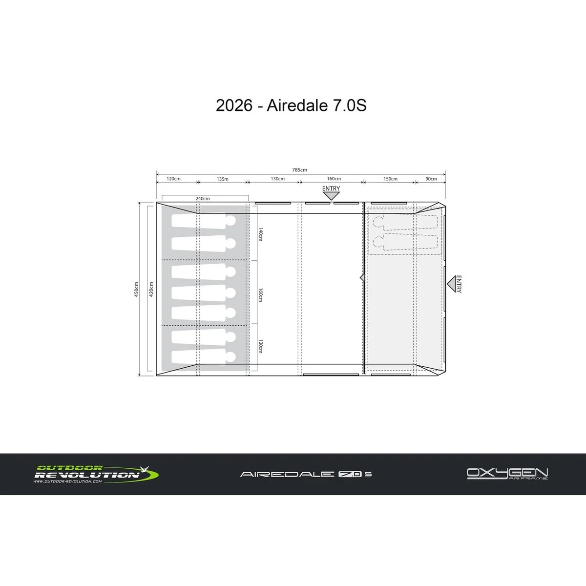 Outdoor Revolution Airedale 7.0S Air Tent 7 Berth Family Tent Inc Footprint - Image 19