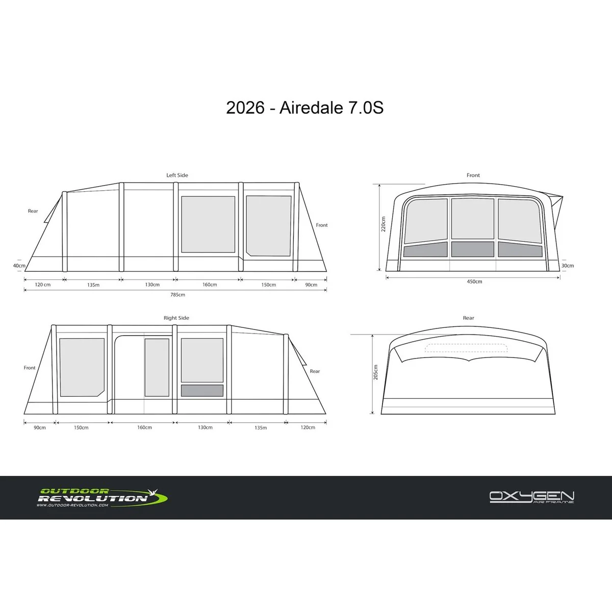Outdoor Revolution Airedale 7.0S Air Tent 7 Berth Family Tent Inc Footprint - Image 20