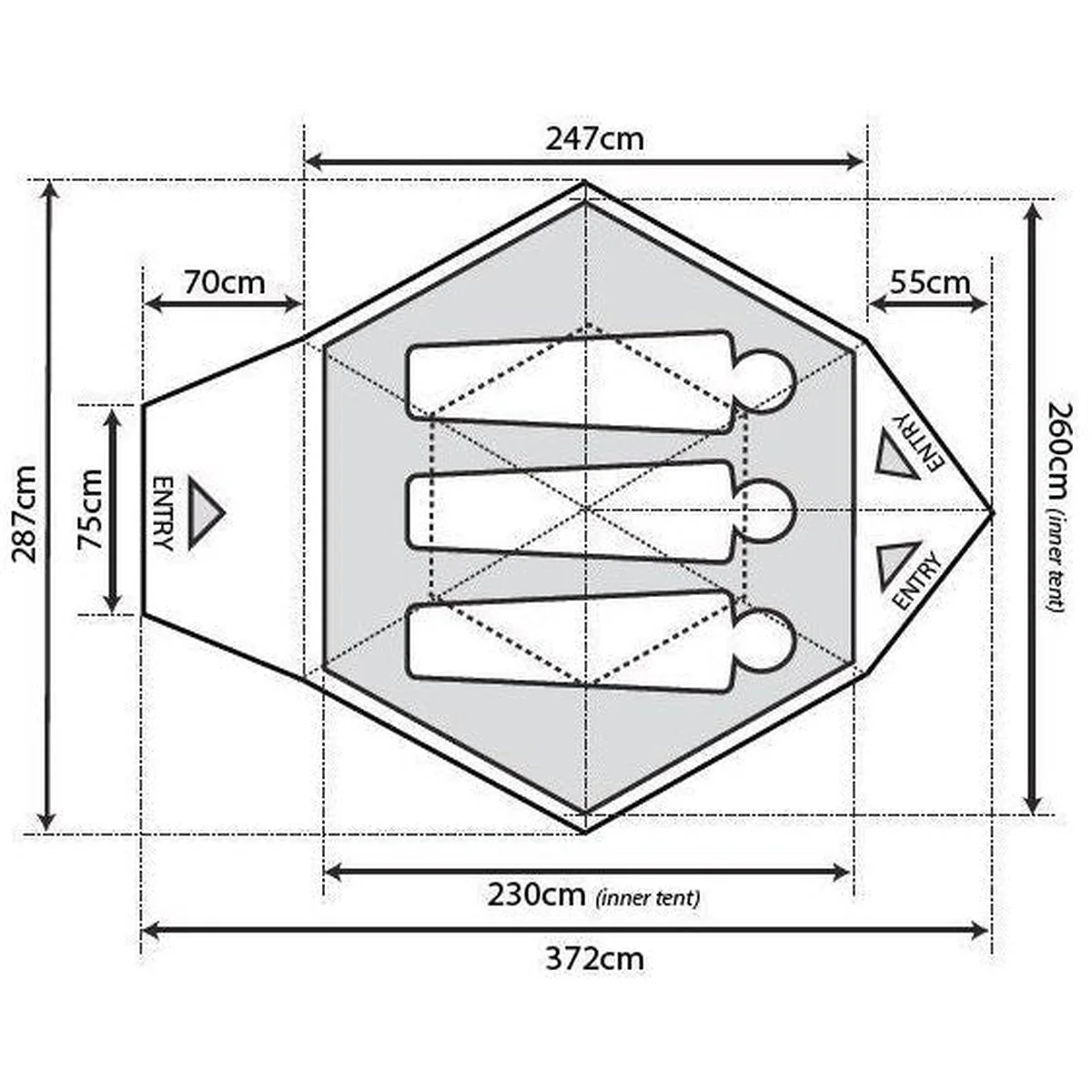 Outdoor Revolution Q 3.0+ 3 Person Family Tent - Image 8