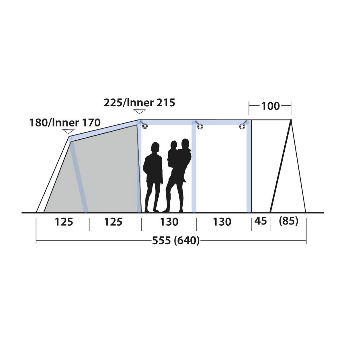Outwell Alabama 6 Air TC 6 Berth Five Room Tunnel Tent - Image 13