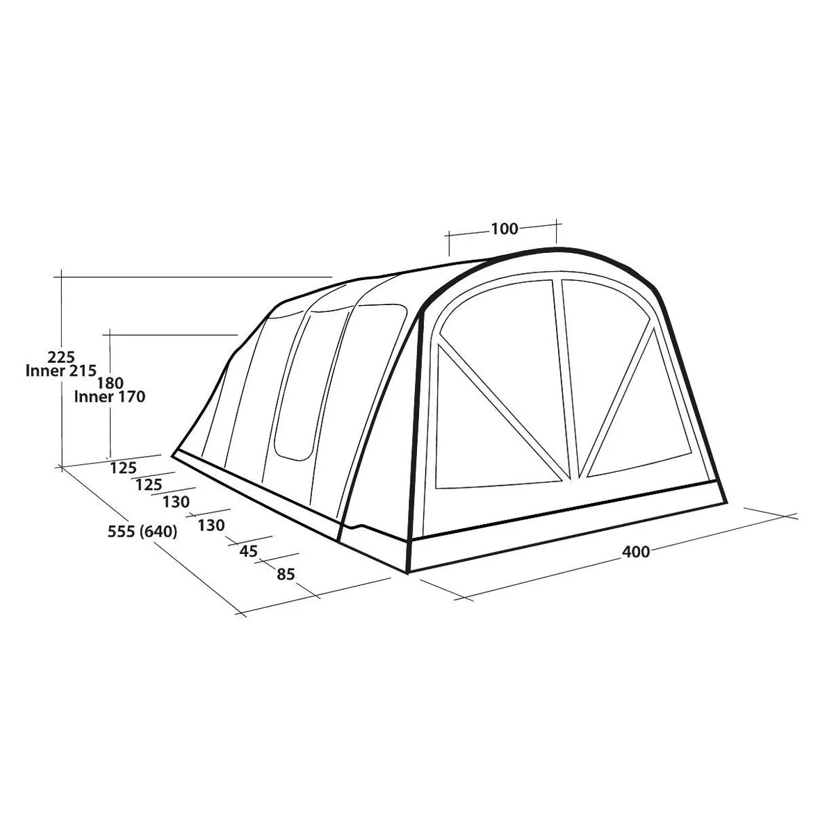 Outwell Alabama 6 Air TC 6 Berth Five Room Tunnel Tent - Image 15