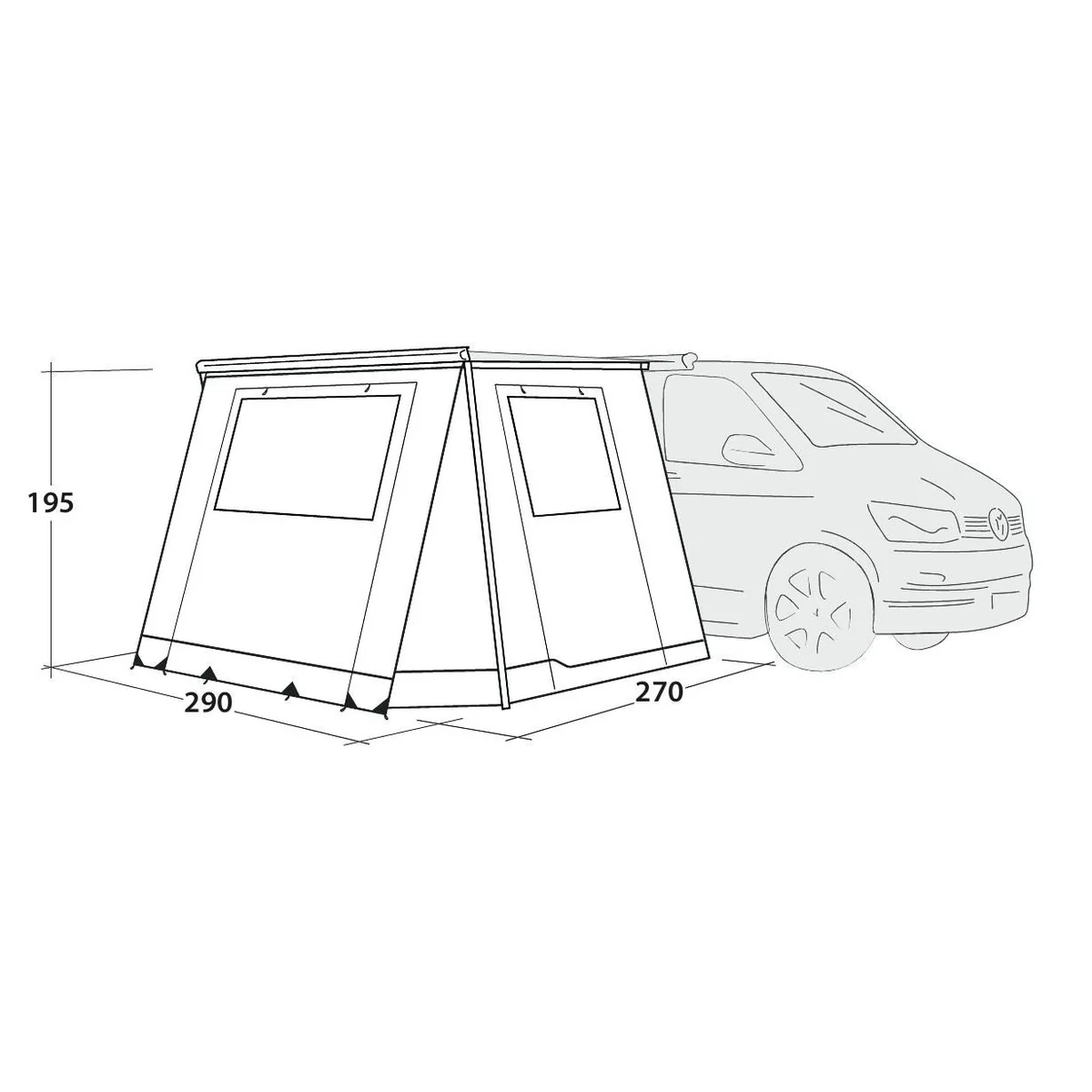 Outwell Backroads Campervan Cassette Awning Room Low 195cm - Image 10