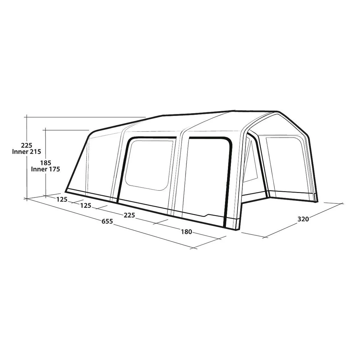Outwell Boston 5 Air TC 5 Berth Three Room Tunnel Tent - Image 18