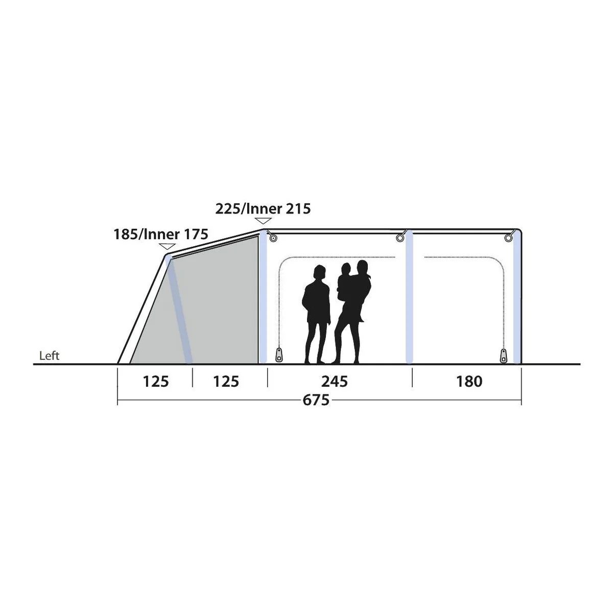 Outwell Boston 6 Air TC 6 Berth Four Room Tunnel Tent - Image 20