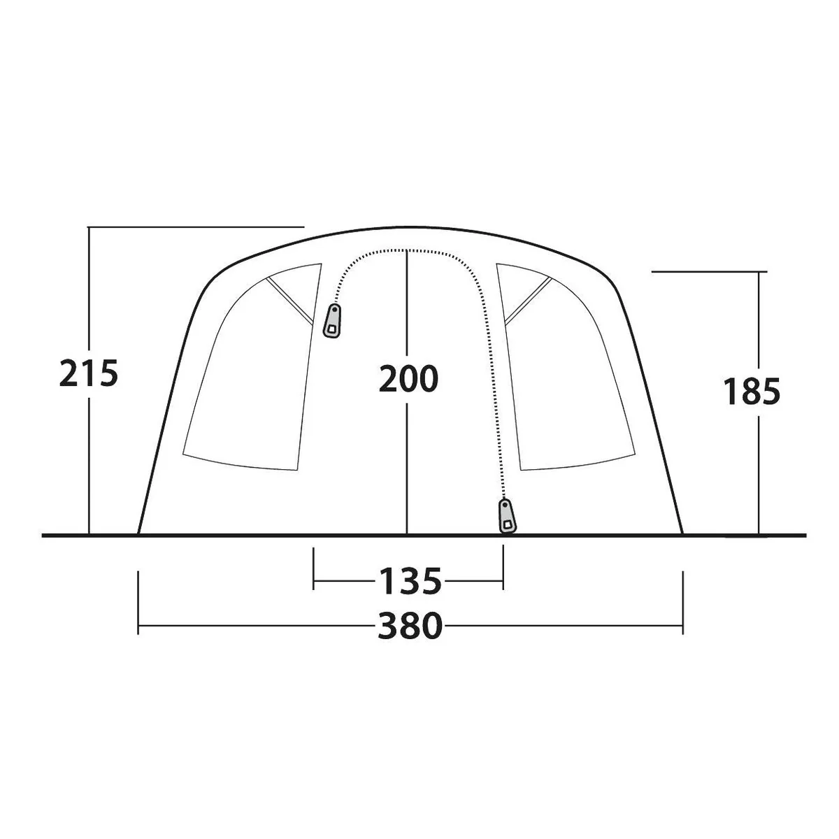Outwell Colorado 6 Air 6 Berth Four Room Tunnel Tent - Image 10