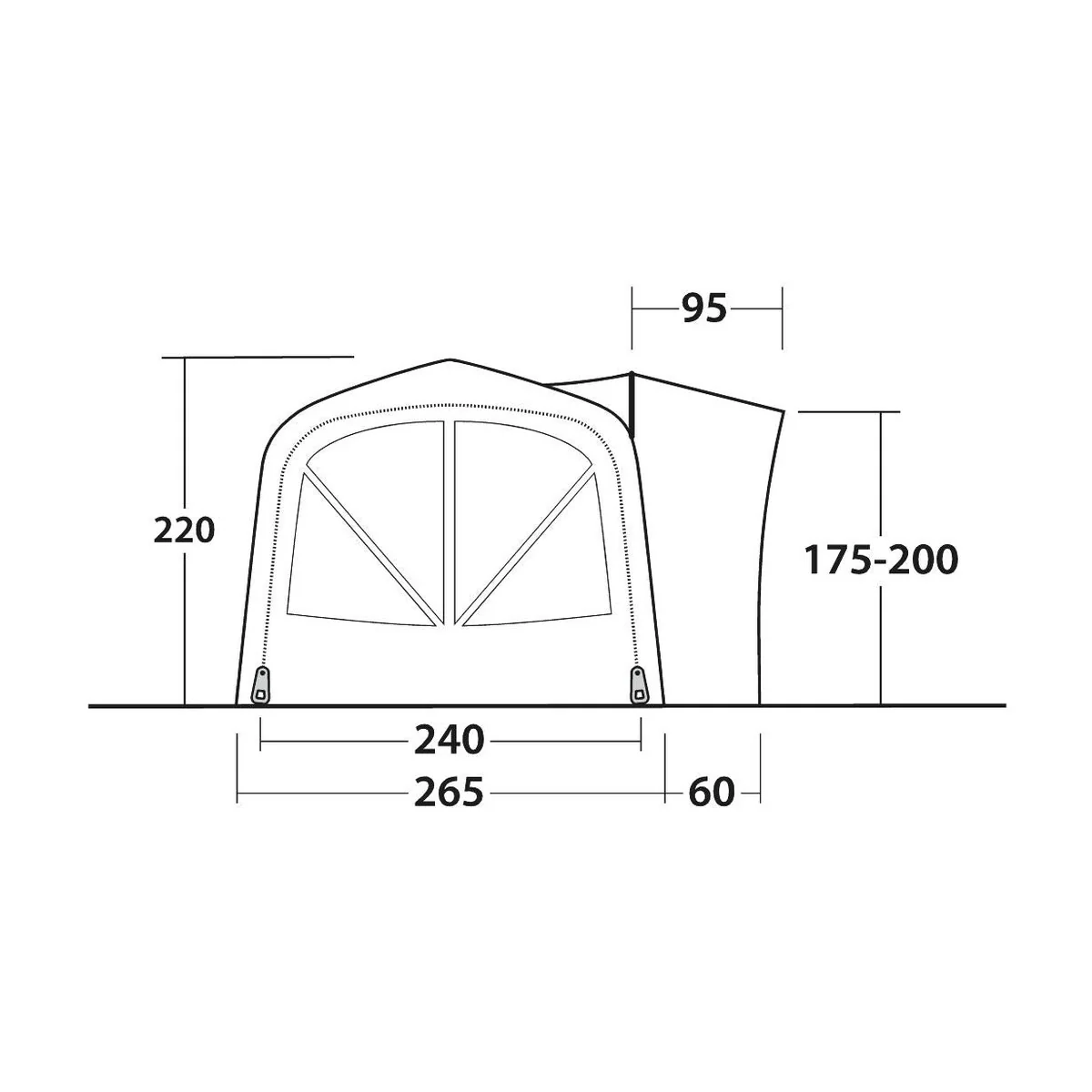 Outwell Cross PowerAir Driveaway Awning Campervan 175-200cm Low - Image 21