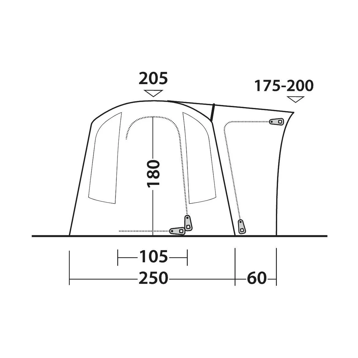 Outwell Daytona Driveaway Air Awning Grey - Image 5