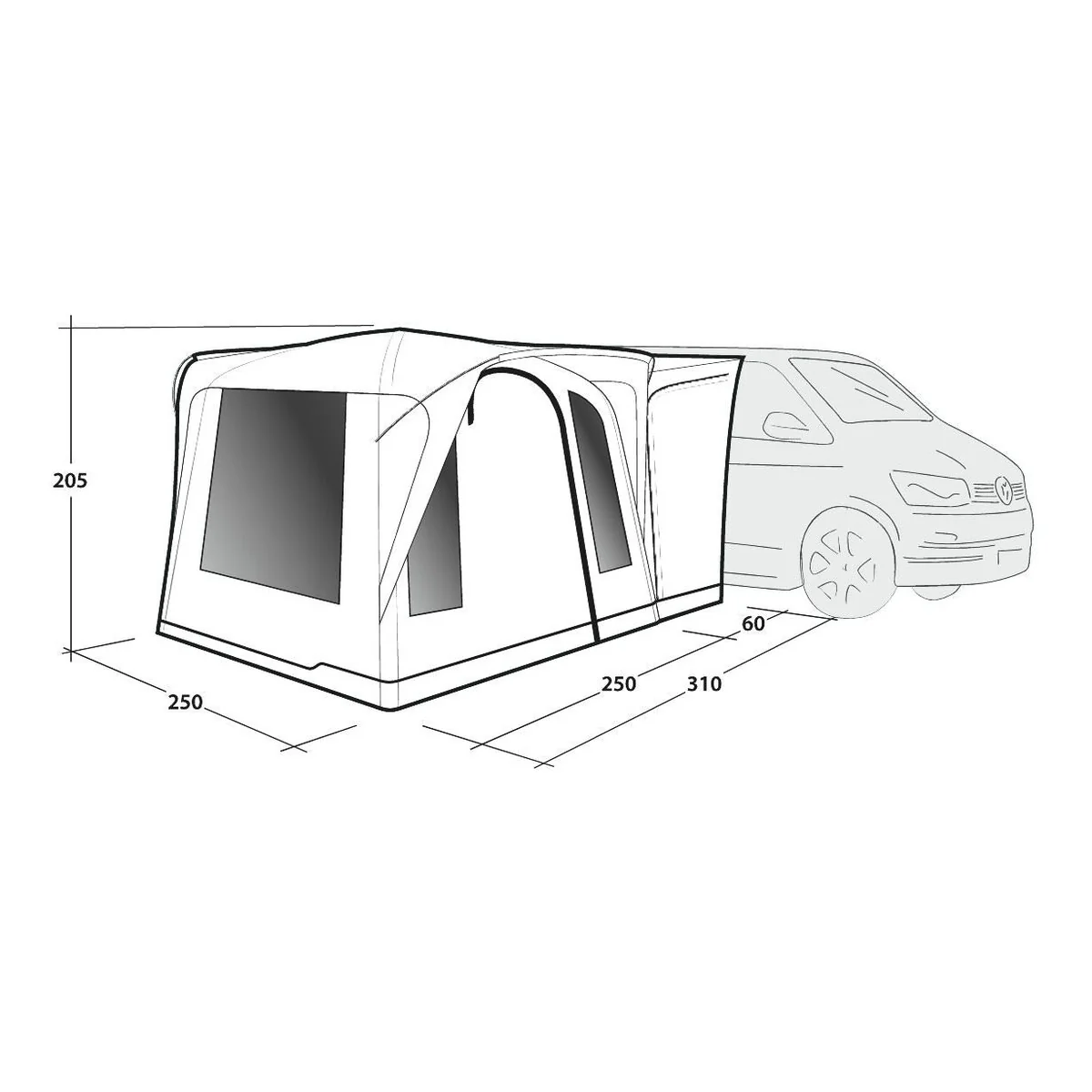 Outwell Daytona Driveaway Air Awning Grey - Image 6