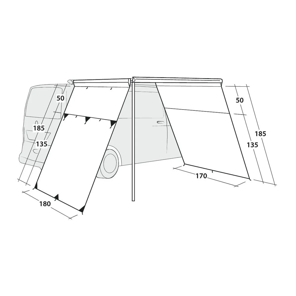 Outwell Fallcrest Side Panel Set Campervan Cassette Awning Sides - Image 5