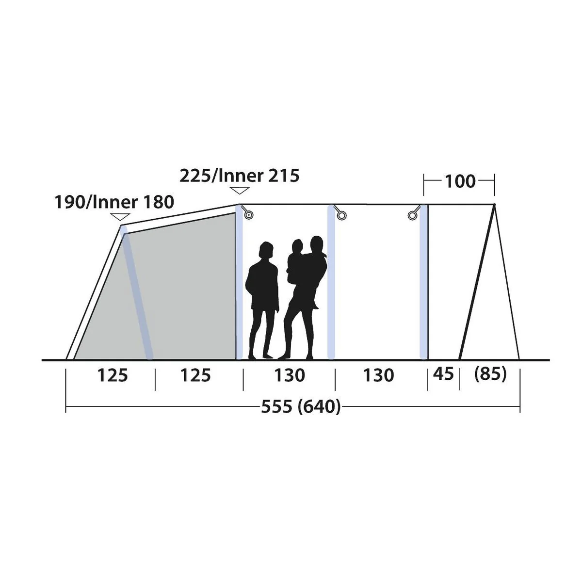Outwell Florida 6 Air 6 Berth Five Room Tunnel Tent - Image 20