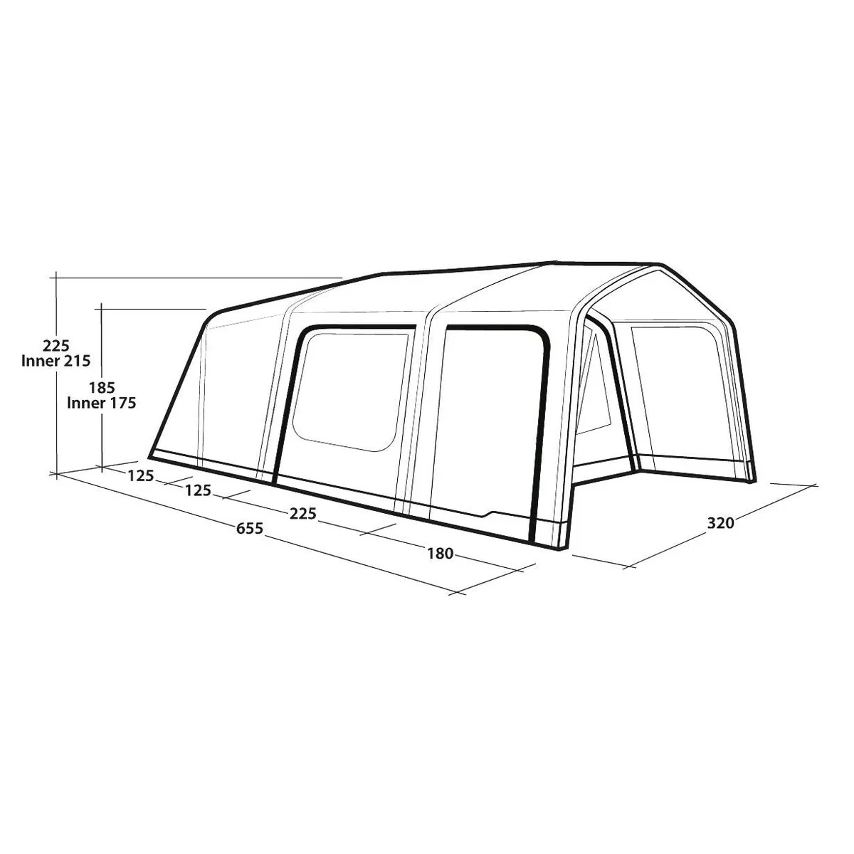 Outwell Iowa 5 Air 5 Berth Three Room Tunnel Tent - Image 16