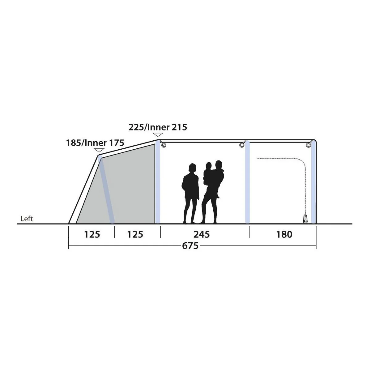 Outwell Iowa 6 Air 6 Berth Four Room Tunnel Tent - Image 19