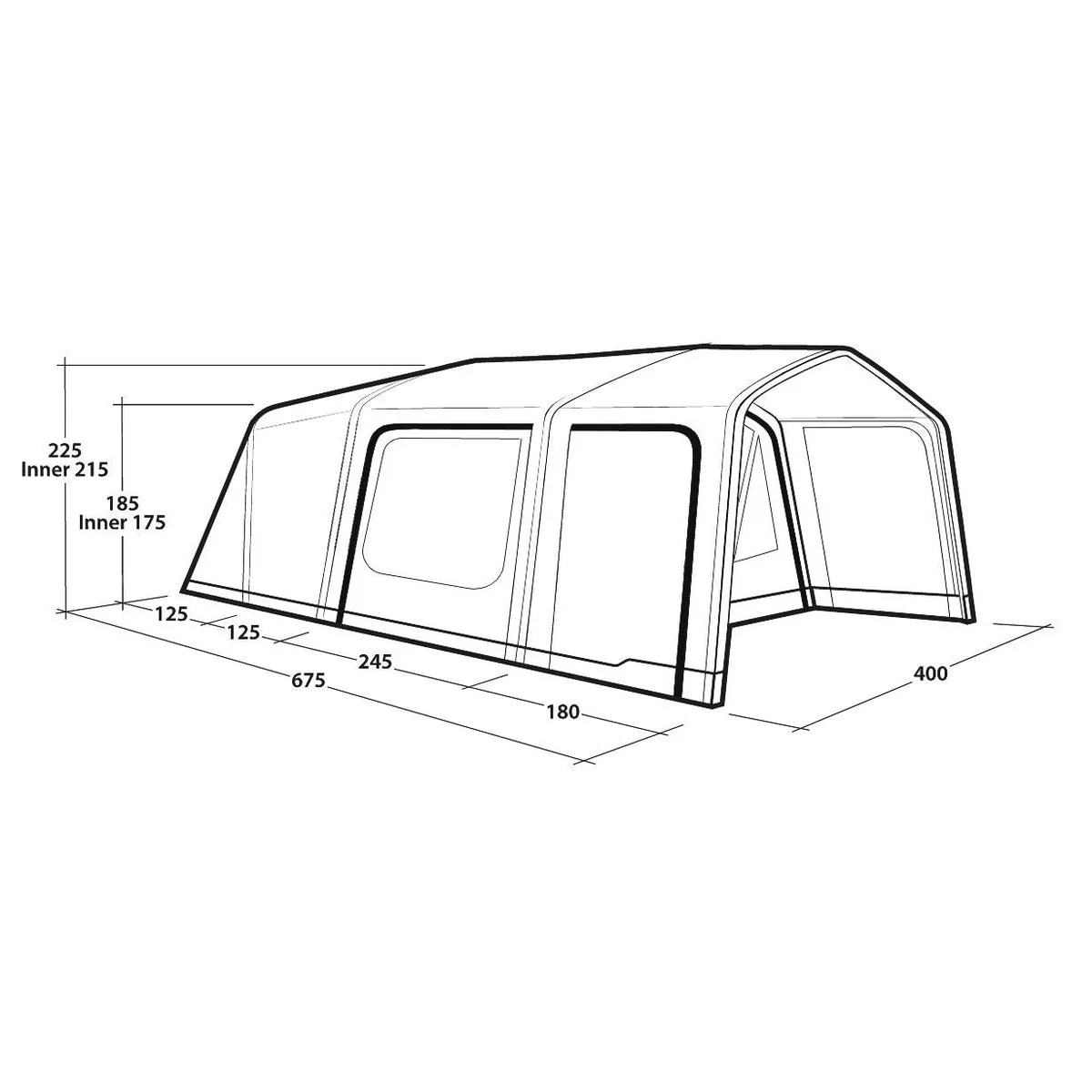 Outwell Iowa 6 Air 6 Berth Four Room Tunnel Tent - Image 22