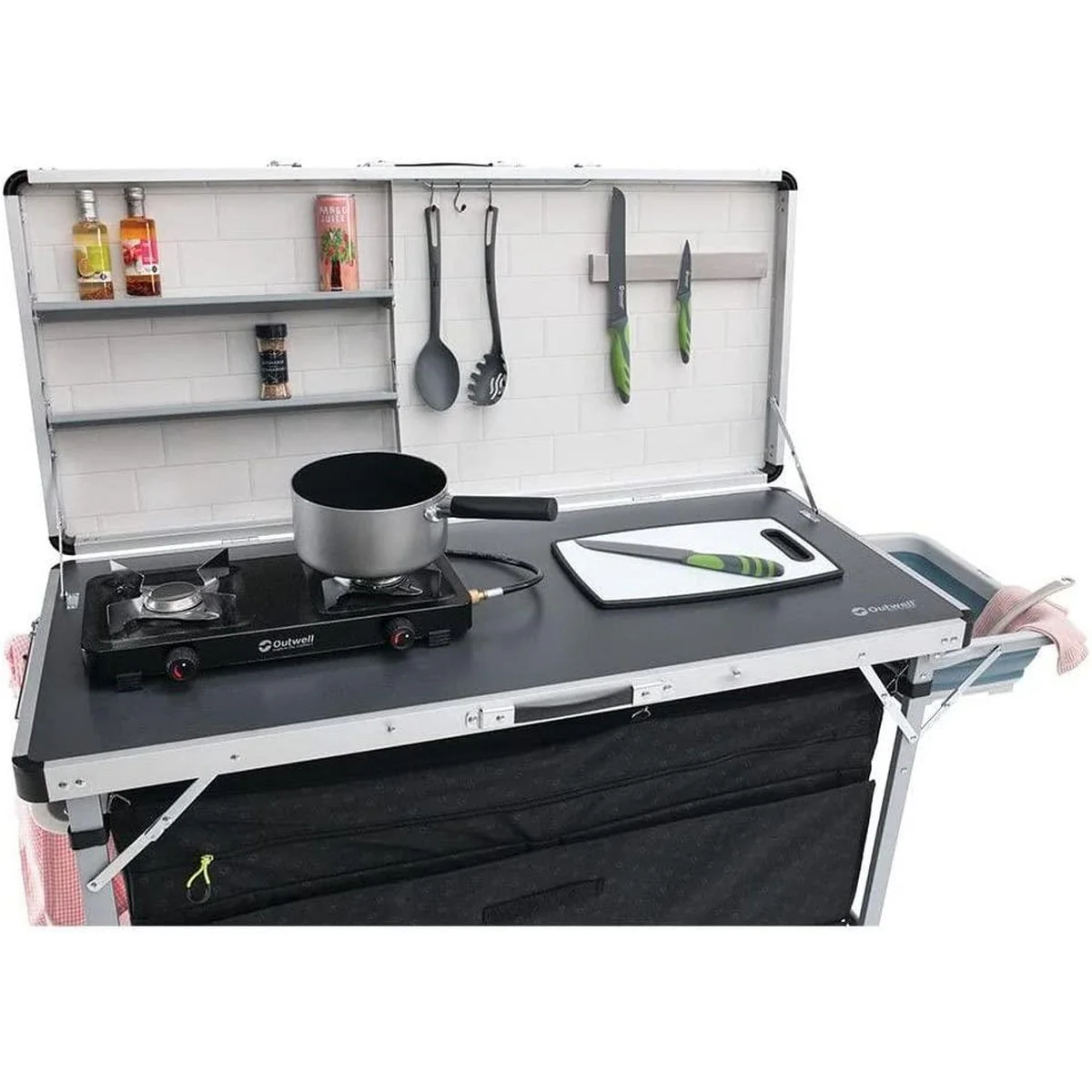 Outwell Magante Camping Kitchen Unit Storage Unit Cupboard Folding - Image 2